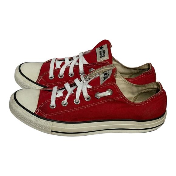 Converse Chuck Taylor All Star Red Low Top Canvas Sneakers Women's Size 8 Shoes - Picture 3 of 8